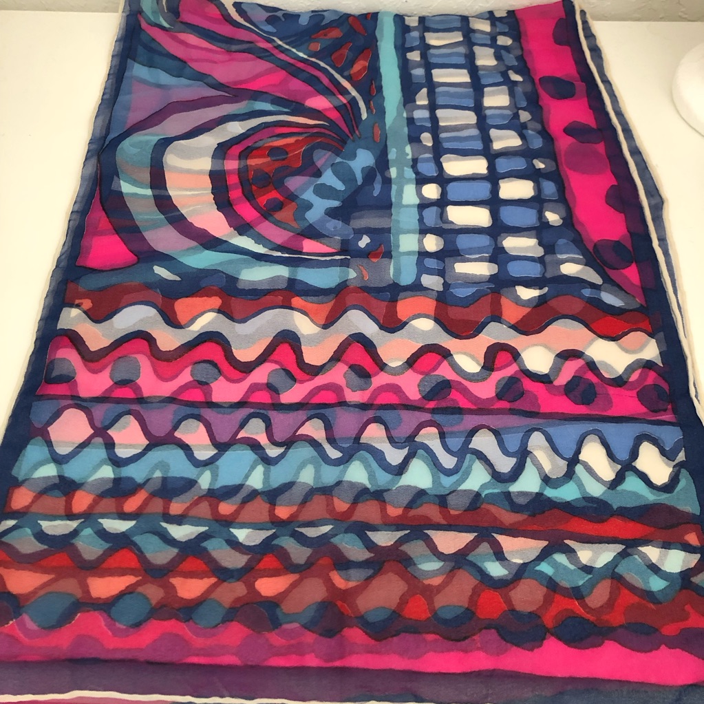 Vintage Vibrant Abstract Silk Scarf